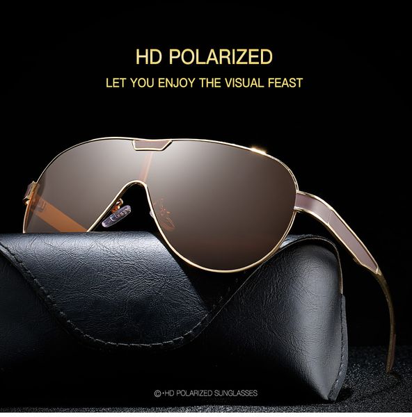 

2020 Polarized fashion sunglasses man sunglasses brand design mirror black lens gold male oculos UV400 gafas de sol hombre