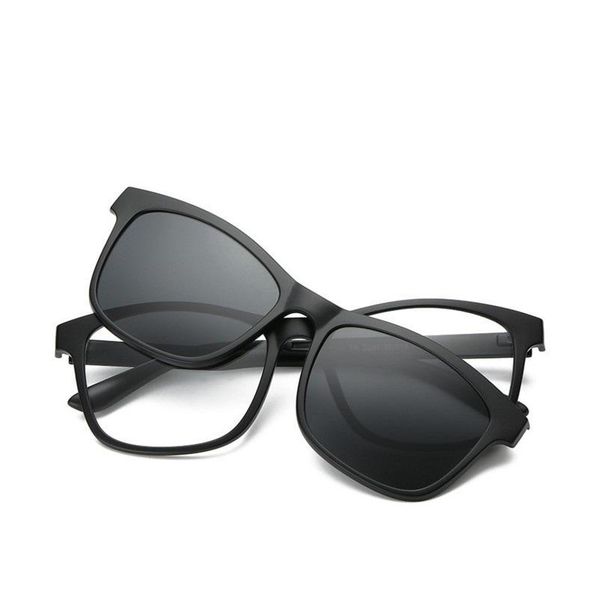 

w-142 men polarized clip lenses sunglasses spectacles frame magnetic set myopia glasses frame retro women eyewear magnetic clip, Black
