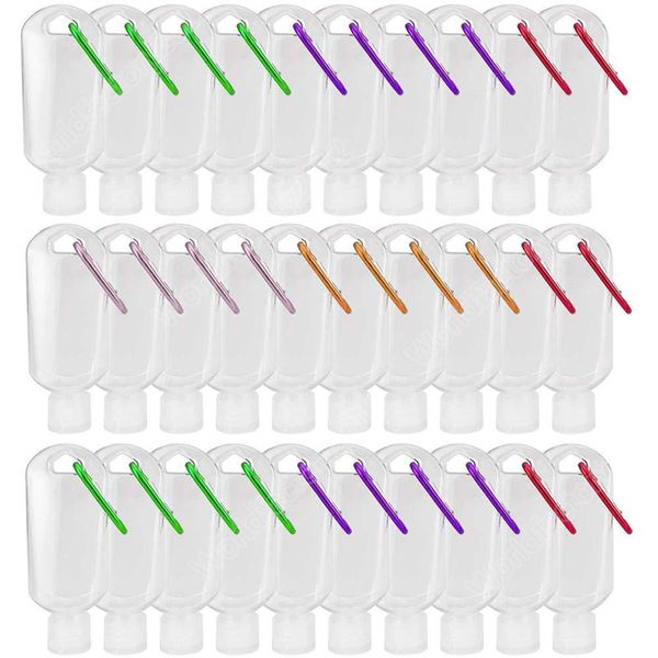 

plastic clear keychain hand sanitizer bottles, refillable empty bottles portable squeeze containers with flip cap 30ml/50ml/60ml dhc971