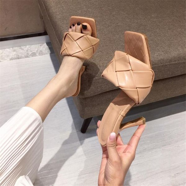 

2020 luxury design slides women 9cm high heels mules fetish summer sandals stiletto heels slippers prom platform stripper shoes, Black