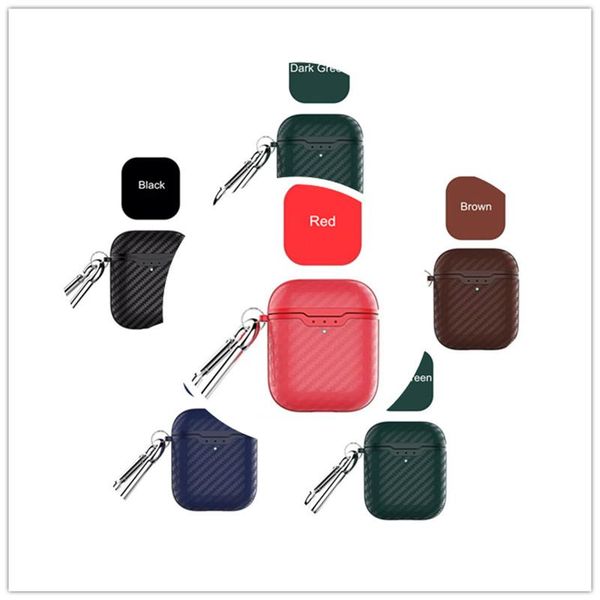 

cgjxsfor airpods case luxury carbon fiber protective cover case with hook for air pods 2 wireless earphone
