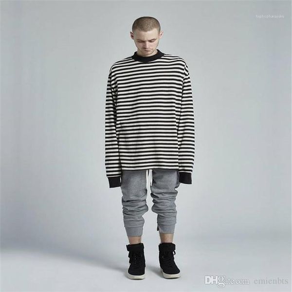 

кофты мода полосатого printed с длинным рукавом топы мужской водолазки негабаритных мужчинами толстовка дряблых длинными o шеи мужчин, Black