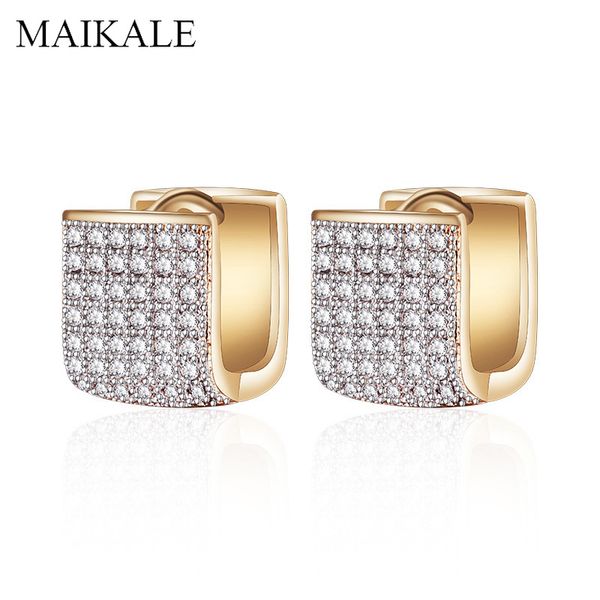 

maikale luxury u-shape cubic zirconia stud earrings fo women gold silver color temperament earrings korean charm jewelry gifts, Golden;silver