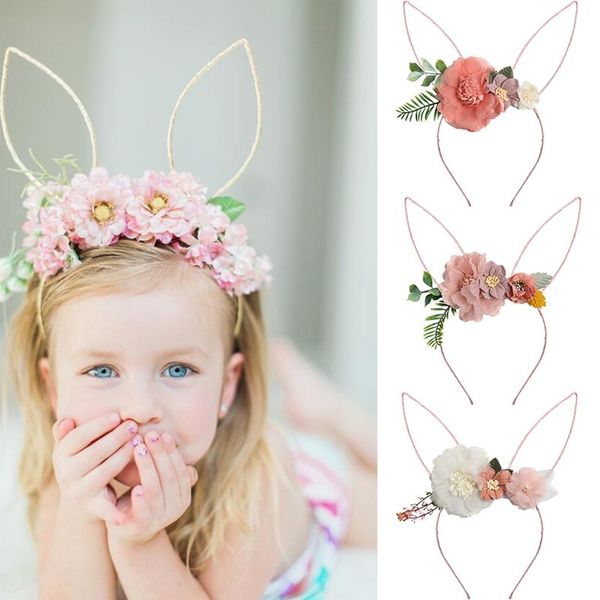 

easter headwear gift bunny rabbit cn for organza party hair headband ears hairband girls accessories flower fcjqu, Black;brown