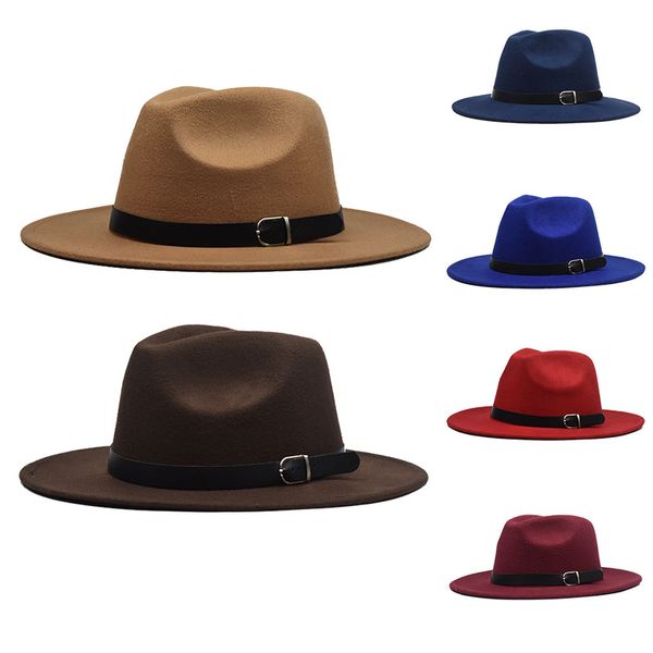 

Sale Winter Autumn Imitation Woolen Jazz Hat Women Men Ladies Fedoras Top European American Round Caps Bowler Gentleman's hat