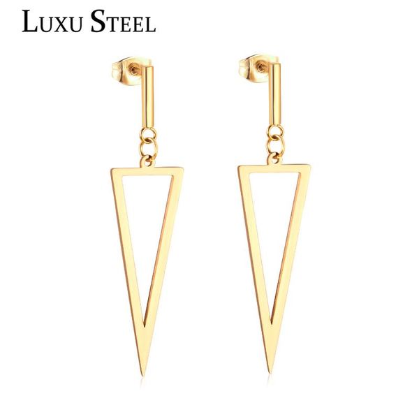 

luxusteel pendientes mujer small earrings stainless steel gold triangle geometry drop earring fashion jewelry trendy, Silver