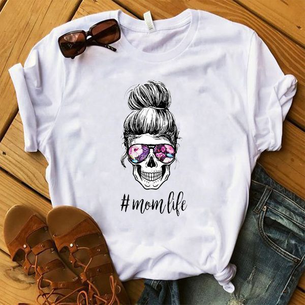 

momlife графический тис женщины harajuku tops фиолетовый цветок очки femme майки 90s лето с коротким рукавом футболка женская одежда