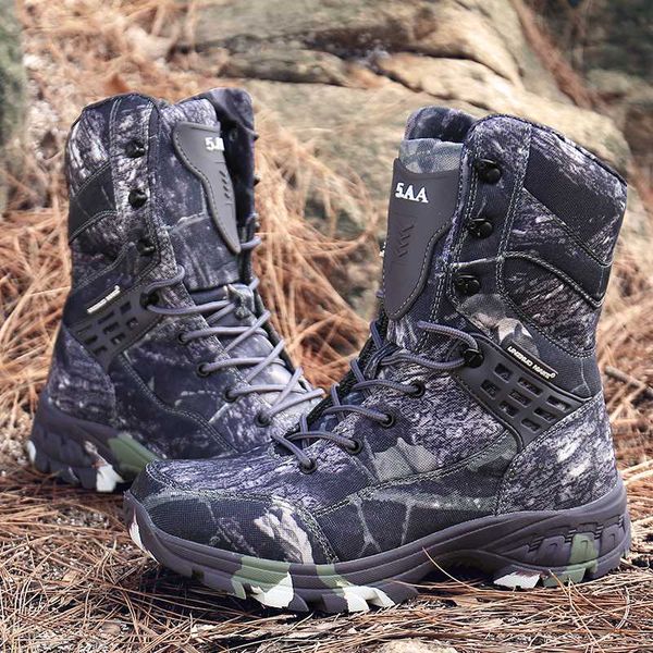 

2020 men's tactical boots high camouflage breathable hiking shoes climbing shoes ankle men outdoor hunting boots