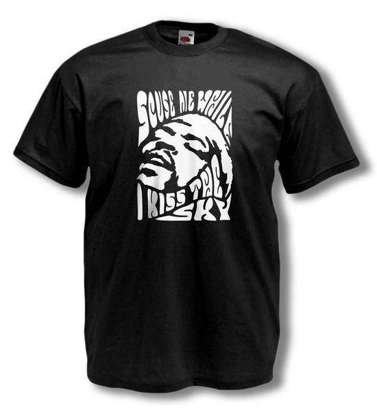 

Jimi Hendrix T shirt Scuse me while I kiss the sky guitar legend rock god