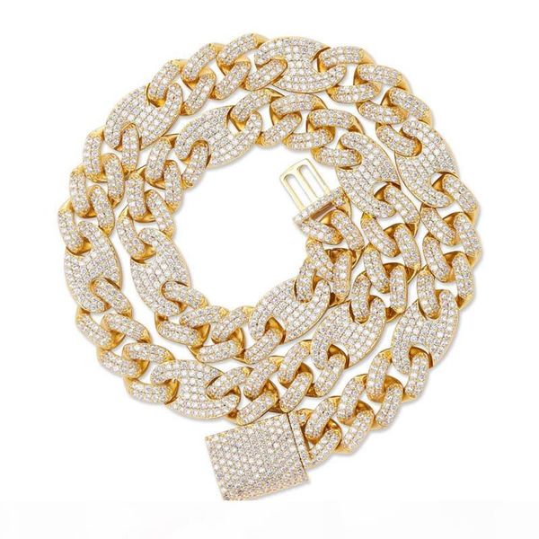 

gold plated full cz cuban chains necklace 12mm cz prong setting link chain necklace for men hip hop jewelry, Silver