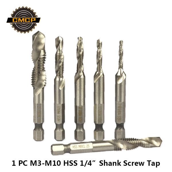 

1pc m3 m4 m5 m6 m8 m10 hss screw tap 1/4" hex shank metric machine thread tap for metal working spiral hand drill bit