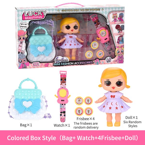 

new family toys exquisite gift box boys and girls play family lucky dolls with watches princess children toys