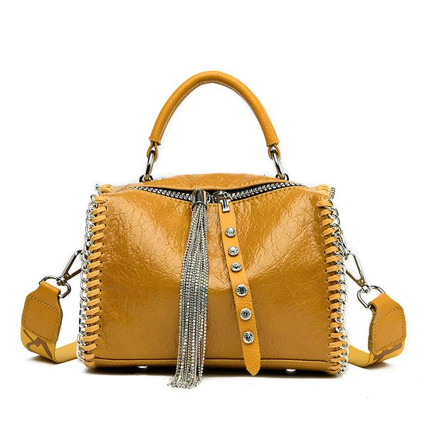 

large capacity women handbag genuine leather fashion ladies shoulder bag tassels crossbody bags pillow tote high quality