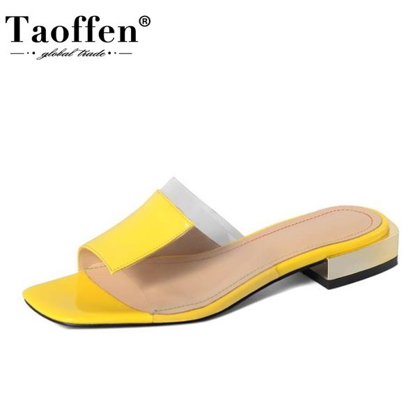 

taoffen new woman sandals real leather pvc woman summer shoes patchwork flat heel shoes holiday footwear size 34-41, Black