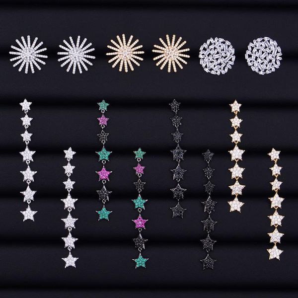 

godki long drop star collection full cubic zirconia imitation pearl engagement wedding party nightclub statment earring, Golden;silver