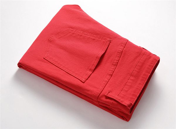 

2020 new men's fashion jeans business casual straight leg skinny yellow red jeans men punk pants male streetwear moda masculina, Blue