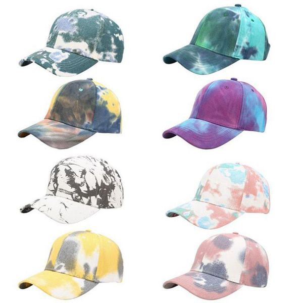 

tie dye denim baseball cap cotton adjustable snapback cap summer outdoors leisure time sun hat dda105, Black;white