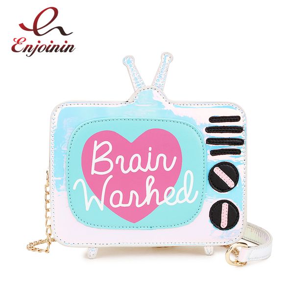 

cute fashion laser cartoon tv design letters girl's mini bag shoulder bag ladies crossbody messenger purse women's handbag