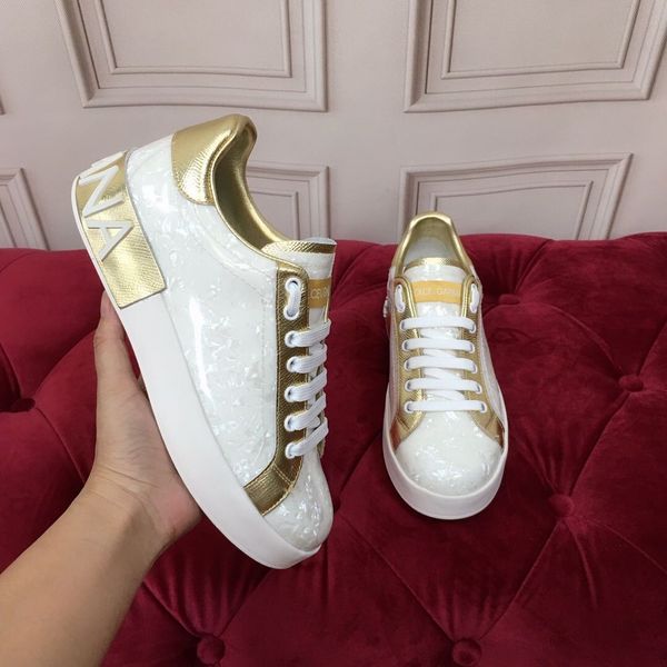 

2020 new men women casual shoes luxury sneakers shoes dolce gabbana genuine leather embroidered eur 35-45, Black