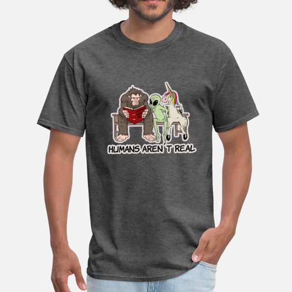 

humans aren't real alien sasquatch unicorn t shirt men custom tee shirt round neck gents fitness new fashion spring standard shirt