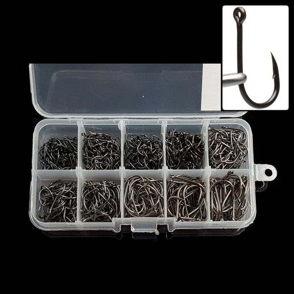 

500pcs/1box blue buckle 6-15# black ise hook high carbon steel barbed fishing hooks fishhooks pesca carp fishing tackle accessories 002