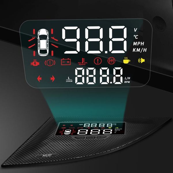 

hud авто head up display лобового стекла экрана проектора охранной сигнализации предупреждение превышения скорости оборотов напряжения для x