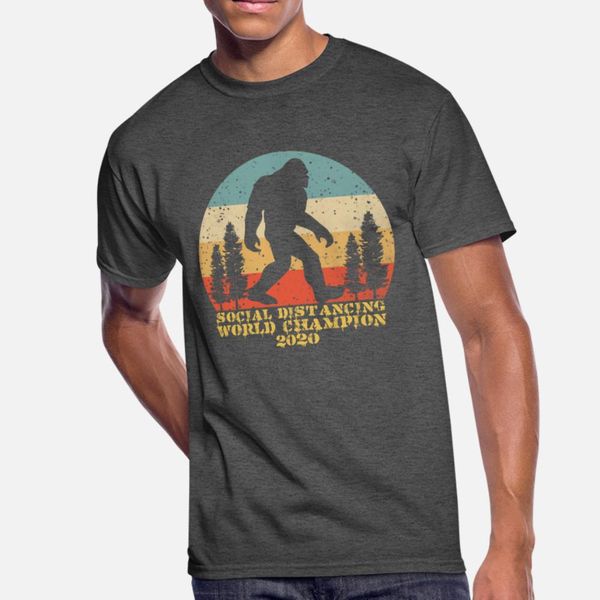 

bigfoot social distancing world champion t shirt men loose tee shirt round neck male loose comical summer style pattern