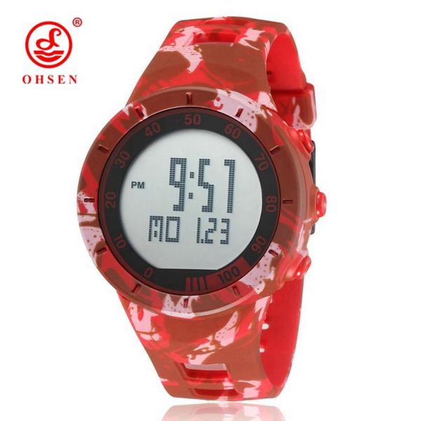 

new ohsen digital watch men male female couple wristwatch red rubber strap alarm date lcd waterproof sport lovers' watch relogio, Slivery;brown