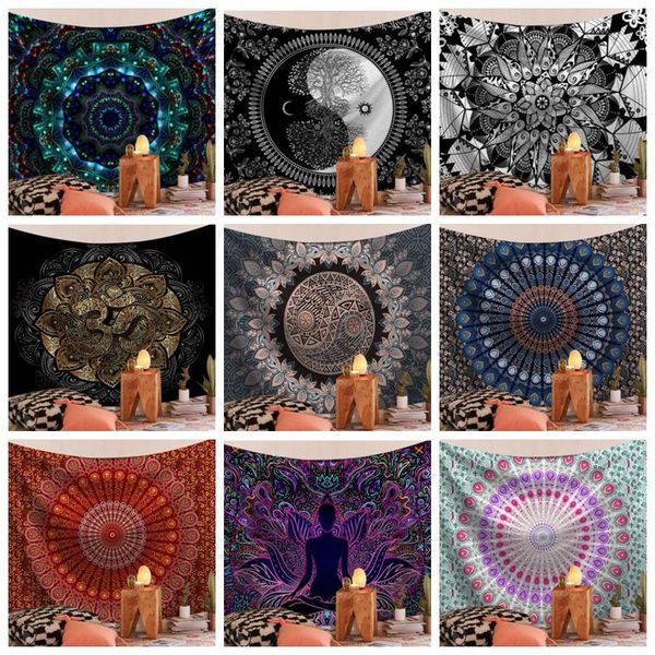 

bohemian mandala tapestries 150*130cm psychedelic peacock printing wall hanging bedroom living room home decor ooa8365