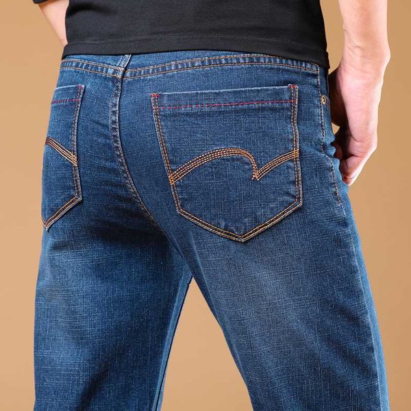 

brand 2020 new men's fashion jeans business casual stretch slim jeans classic trousers denim pants male black blue 28-40