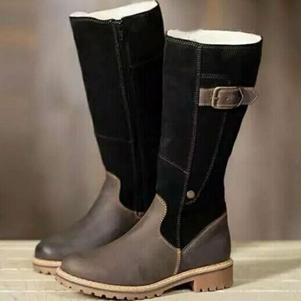 

brand new 2020 female winter snow boots big size 43 women shoes keep warm plush vintage add fur mid-calf boots female, Black