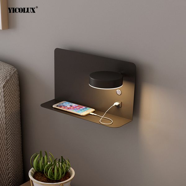 

led wall lights with switch and usb interface fashion white black lamp fixture corridor aisle lighting art luminaire wandlamp