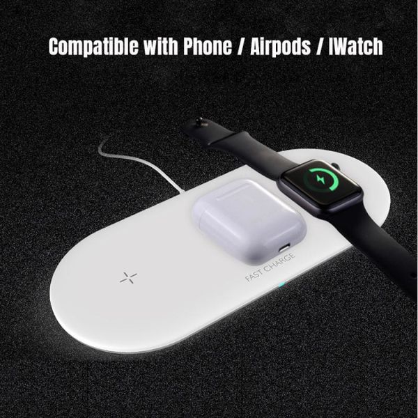 

min.1set 3-in-1 wireless charger pad qi universal 10w fast charging for smartphone & aple smart watch & wireless earbuds
