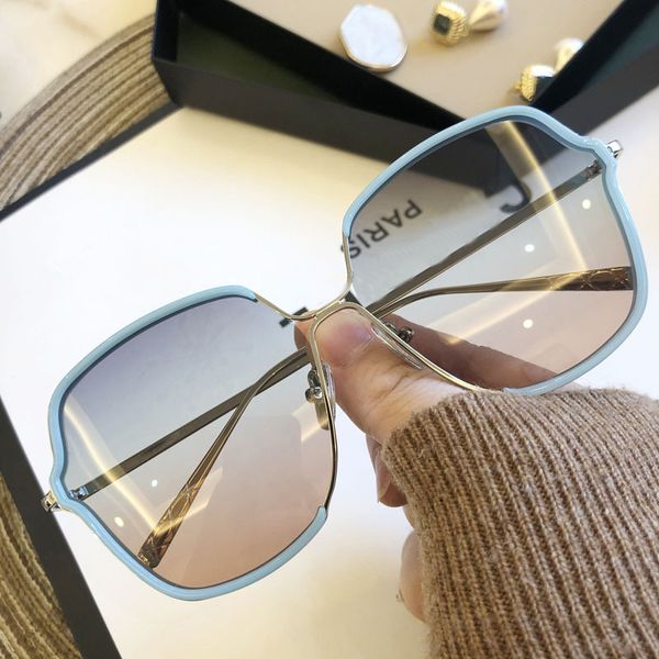 

polarized alloy brand sunglasses for women 2020 fashion oversized square hollow frame sun glasses female driving gradient shades, White;black