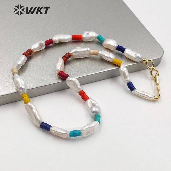 

chokers wt-jn113 very gorgeous irregular baroque pearl choker necklace handmake strand beads lady elegant style neck, Golden;silver