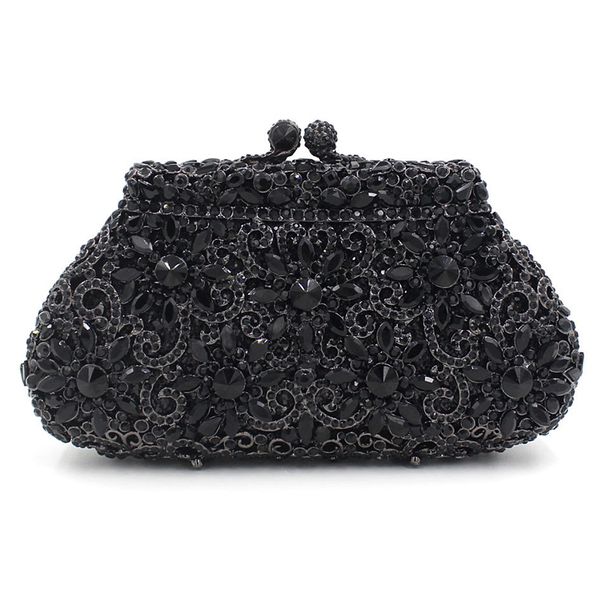 

черный кристалл сумки женские сумки конструктора rhinestone партии кошелек роскошные дамы пром мини-цепи алмазные клатчи