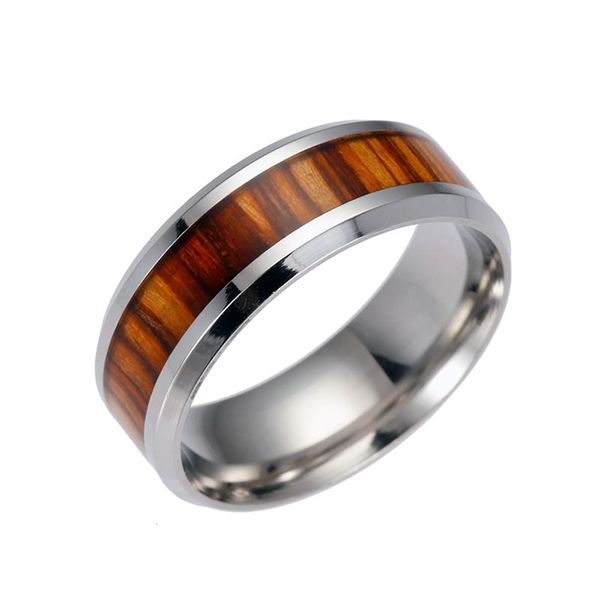 

men rings delicate wood inlay titanium steel silver color ring men luxury engagement wedding ring trendy handsome jewelry gifts, Golden;silver