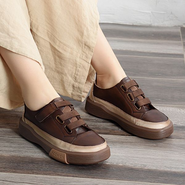 

women flats leather sneaker autumn shoes casual coffee low heels for women loafersgenuine leather soft flat retro handmade, Black
