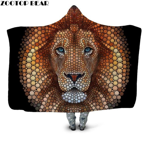 

blankets lion 3d print fashion animal wearable hooded blanket cover casual fleece home youth office bedspread anime quilts
