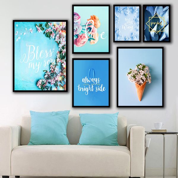 

scandinavian nature plant flower canvas painting nordic poster winter landscape botanical print wall art picture home decoration