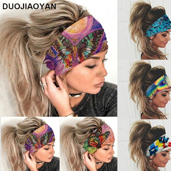 

new elastic color butterfly sports wide headband sweat-absorbent headband ladies headwear spot wholesale, Silver