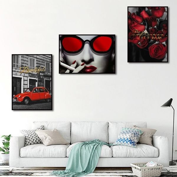 

home decoration red rose beauty art painting living room bedroom sofa corridor background wall hanging picture frameless