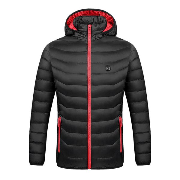 

outdoor jackets&hoodies winter waist and abdomen intelligent heated jacket women usb charge hooded hiking keep warm cotton, Blue;black