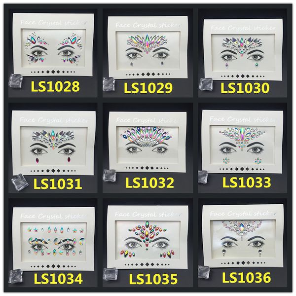 

3d crystal glitter jewels tattoo sticker women fashion face body gems gypsy festival adornment party makeup beauty stickers dhl