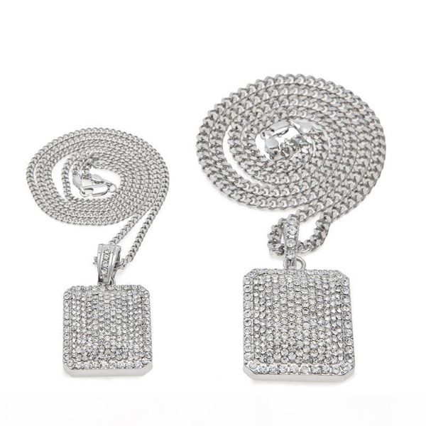 

hip-hop necklace rhodium plated blingbling full rhinestone alloy pendant copper necklace lover's men women gift jewelry, Silver