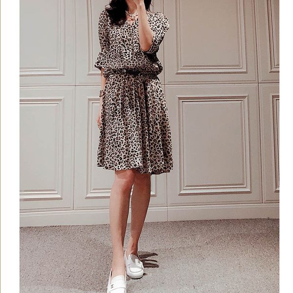

dress women casual fashion loose leopard dress v-neck mini, White;black