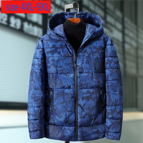 

new winter extra large camouflage padded clothes men thick warm casual print men coat mens hoodie plus size 4xl5xl6xl7xl8xl9xl, Black