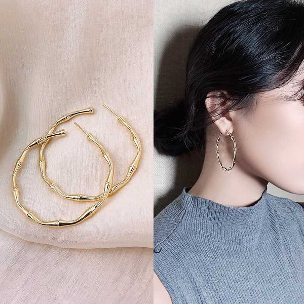 

circle hoop earrings for women female fashion brand gold color bring earrings jewelry night club dj 2020 ladies, Golden;silver