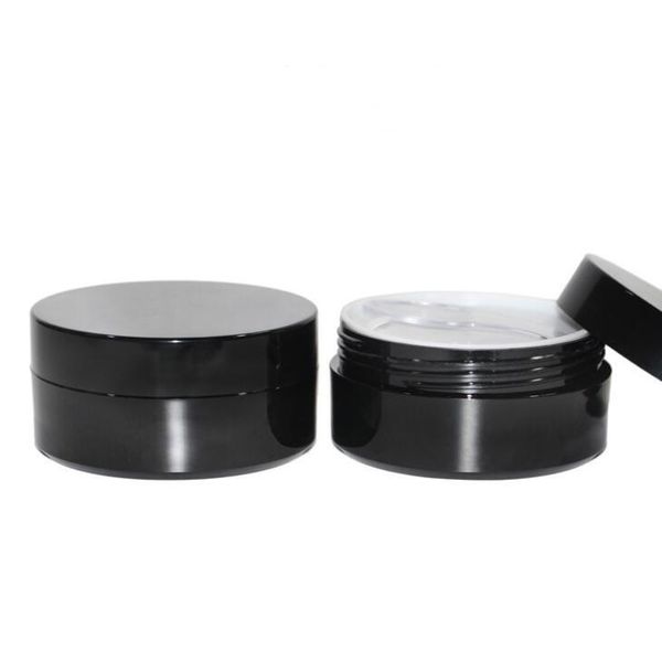 

100g 100ml 3.5oz black plastic jar pot lid pet jar round plastic containers for cosmetics empty cream balm refillable jars lx1840