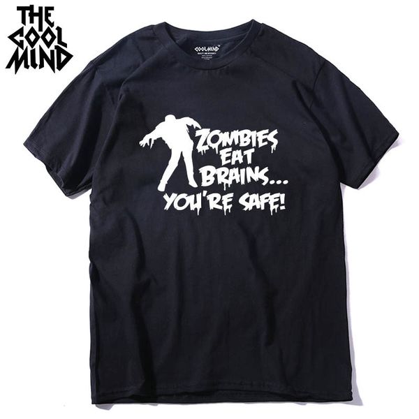 

coolmind zo0115a short sleeve 100% cotton loose casual street style funny o-neck zombies printed men t shirt tee shirt